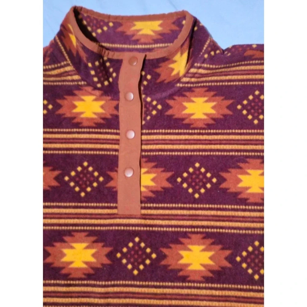 Duluth Trading Pullover Men XL Aztec Navajo Snap Fleece Sweatshirt Sweater - Picture 2 of 8